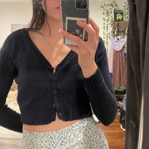 brandy melville navy blue cropped cardigan